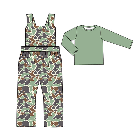 Preorder BLP0975 dark green long sleeve camo sleeveless boys jumpsuits boys set