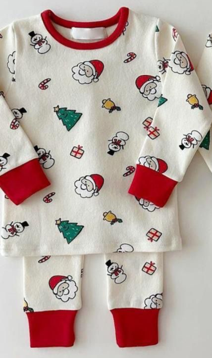 Preorder BLP0978 Christmas Santa tree cane candy red long sleeve pants boys pajamas