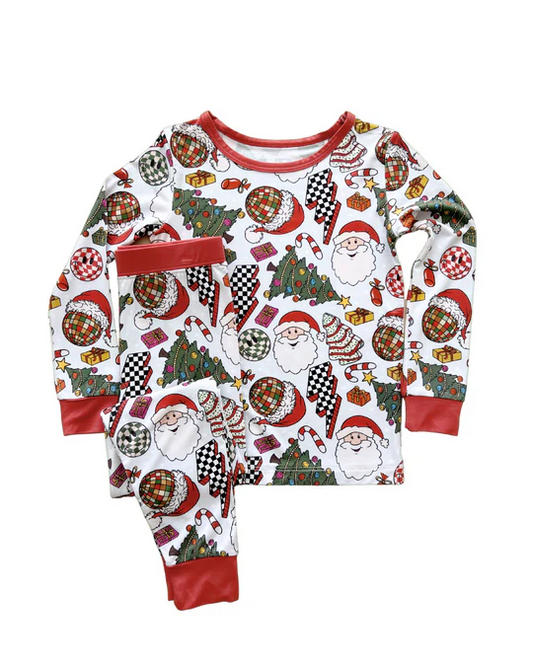 Preorder BLP0993 Christmas Santa tree long sleeve pants boys pajamas