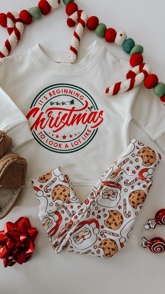 Preorder BLP1002 Christmas long sleeve Santa cookie pants boys set