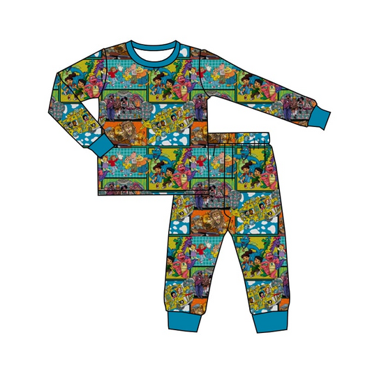 Preorder BLP1009 cartoon tiger dinosuar lion animals long sleeve pants boys pajamas