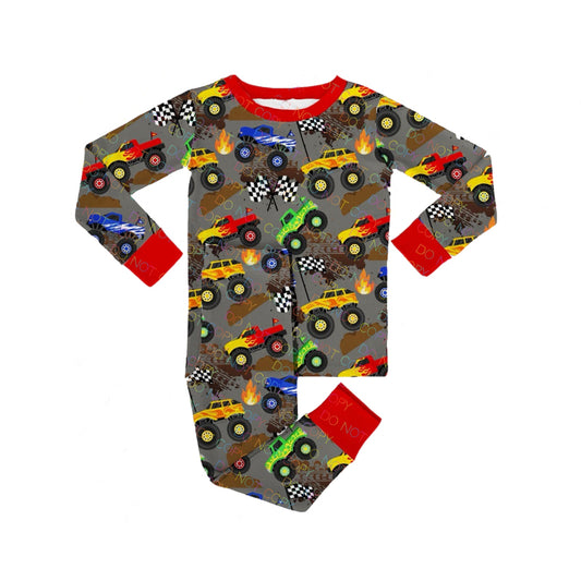 preorder BLP1023 cartoon truck red long sleeve pants boys pajamas