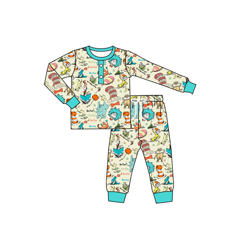 preorder BLP1060 cartoon Dr. blue long sleeve pants boys pajamas