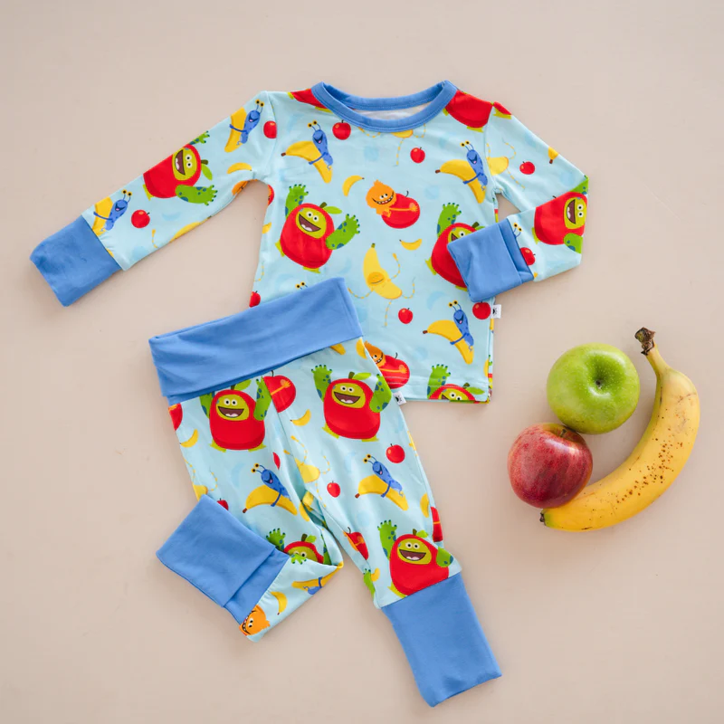 preorder BLP1076 apple banana moster blue long sleeve pants boys pajamas