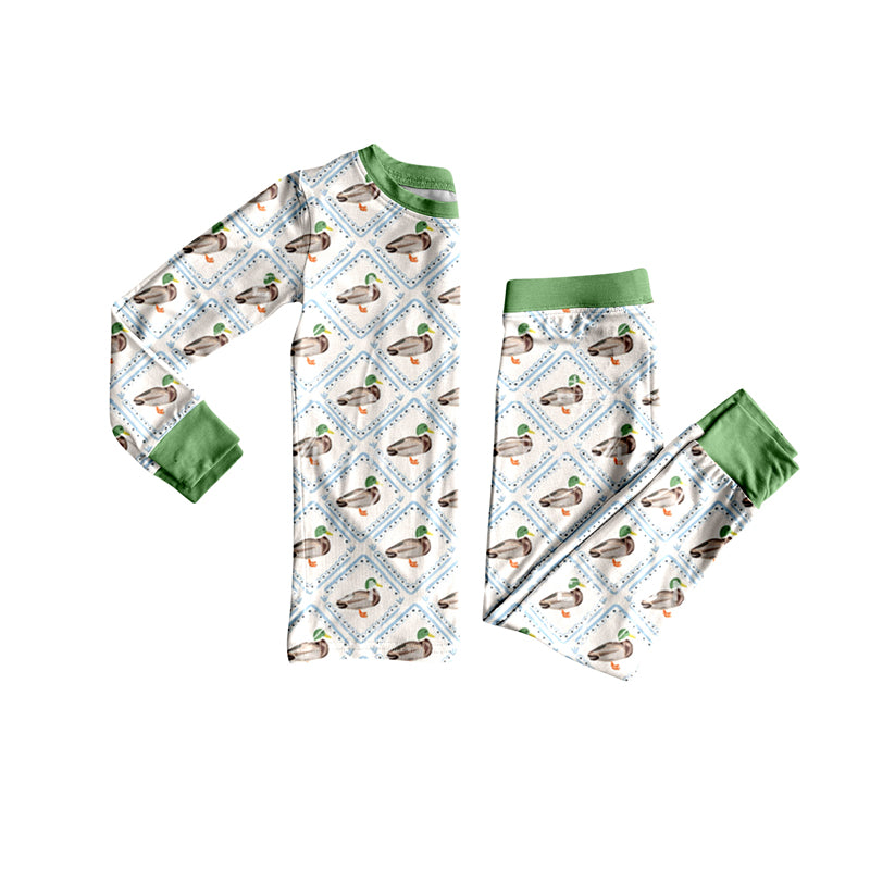 preorder BLP10856 hunting mallard duck green long sleeve pants boys pajamas