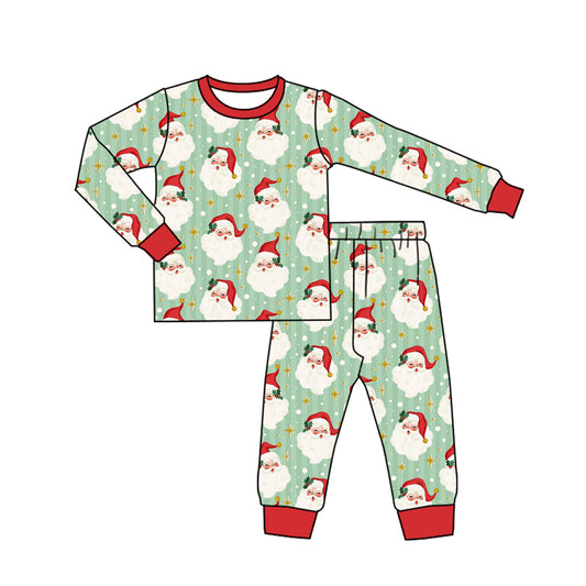 preorder BLP1088 Christmas Santa green long sleeve pants boys pajamas