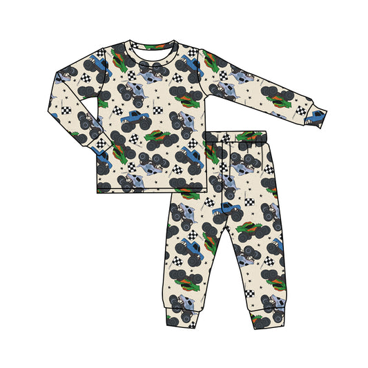 Custom moq 20 bamboo off-road vehicle car long sleeve pants boys pajamas
