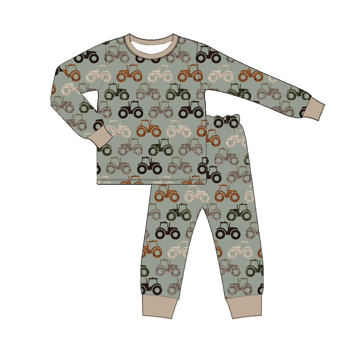 preorder BLP1119 farm tractor long sleeve pants boys pajamas