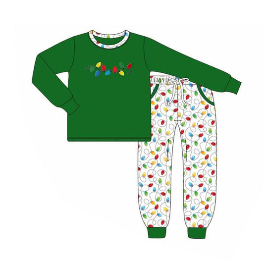 preorder BLP1129 Christmas light green long sleeve pants boys pajamas