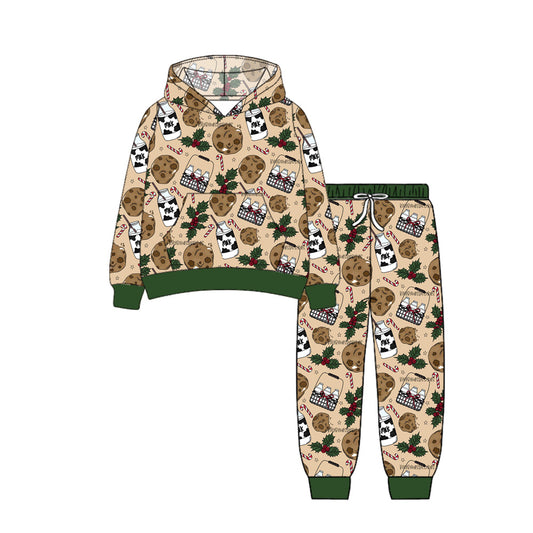 preorder BLP1156 Christmas cookie milk holly berry pocket hoodie long sleeve pants boys set
