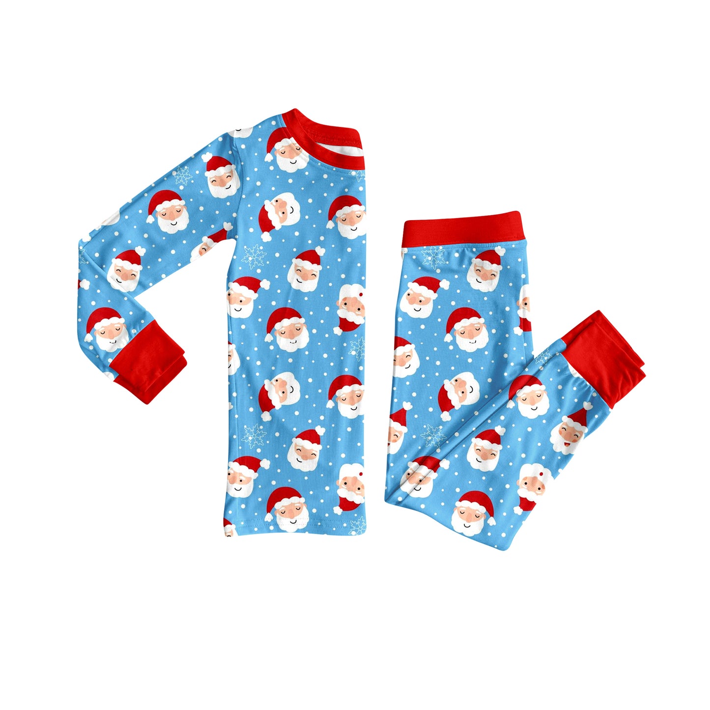 preorder BLP1158 Christmas Santa blue long sleeve pants boys pajamas