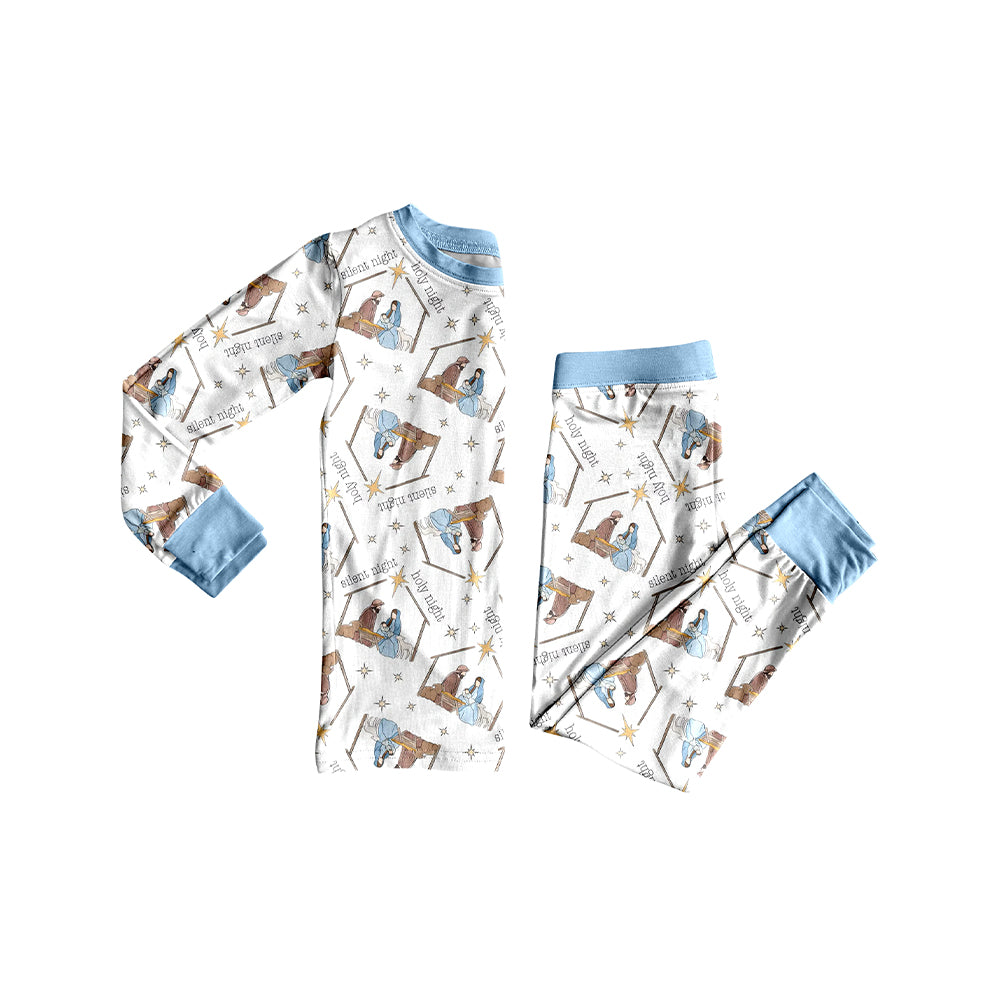 preorder BLP1170 The Nativity Story blue long sleeve pants boys pajamas