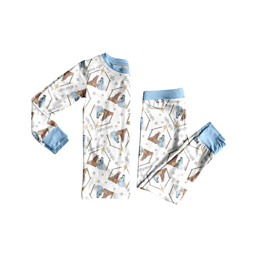 preorder BLP1170 The Nativity Story blue long sleeve pants boys pajamas