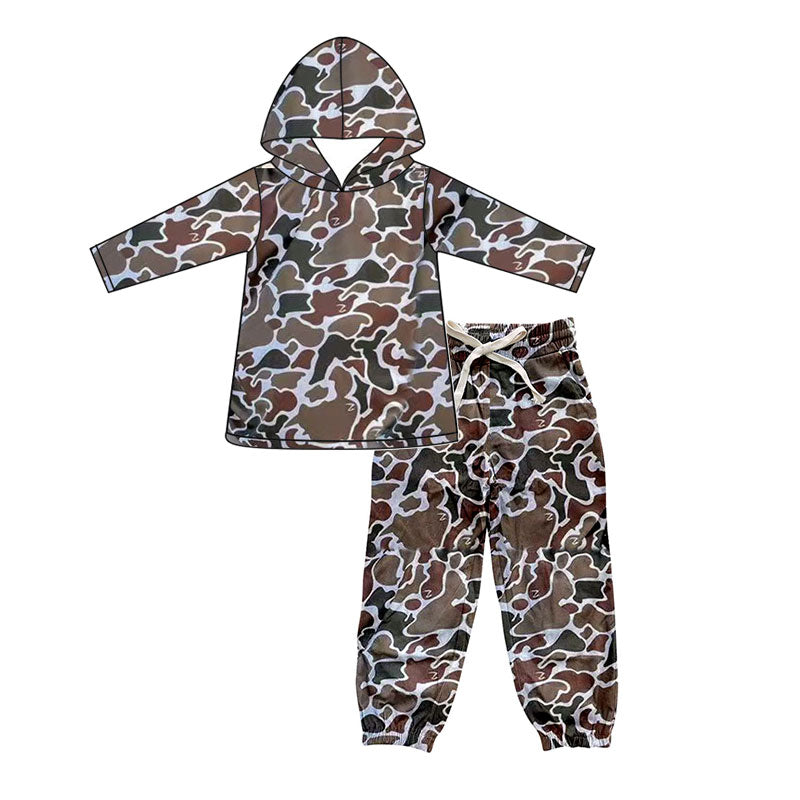 preorder BLP1240 hunting camo hoodie long sleeve pants boys set