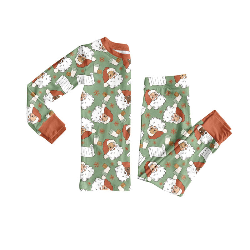 preorder BLP1245 Christmas Santa milk green long sleeve pants boys pajamas