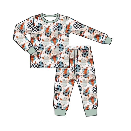 preorder BLP1256 Christmas light gingerbread man long sleeve pants boys pajamas