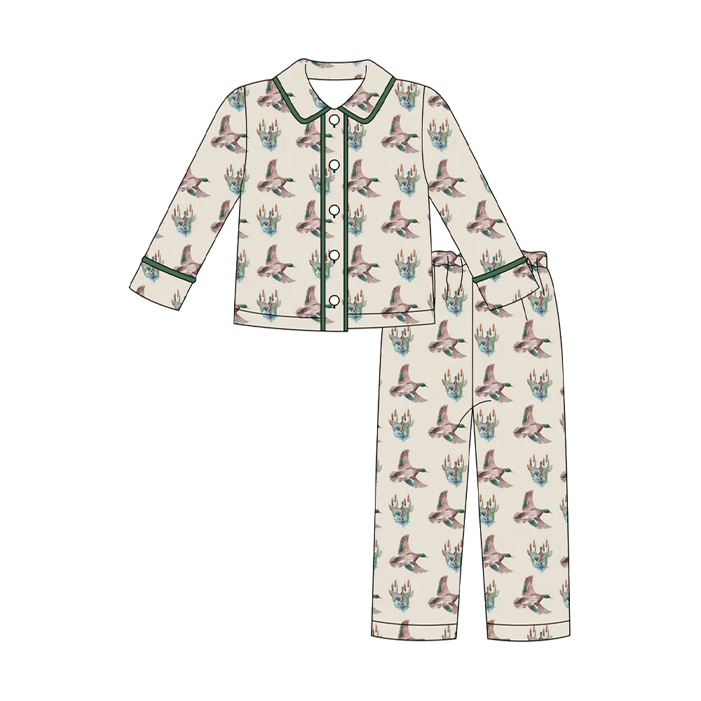 preorder BLP1290 hunting mallard duck long sleeve pants boys pajamas