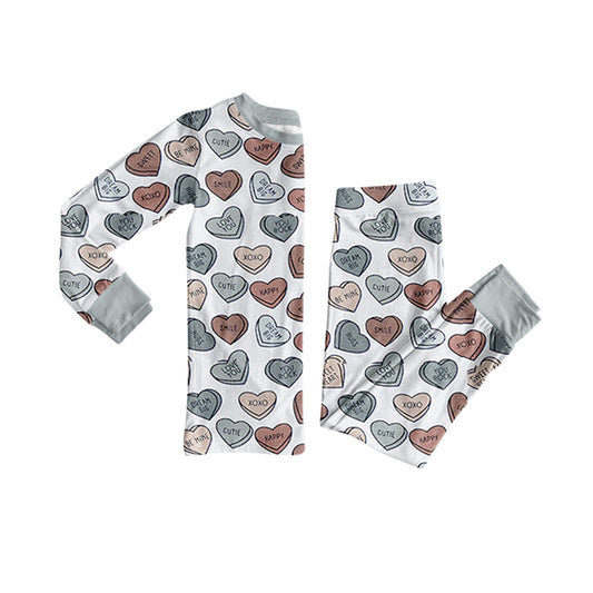 preorder BLP1305 Valentine's Day heart LOVE YOU long sleeve pants boys pajamas