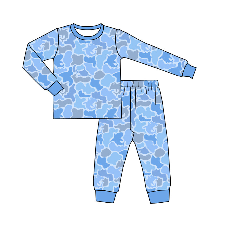preorder BLP1312 hunting blue camo long sleeve pants boys pajamas