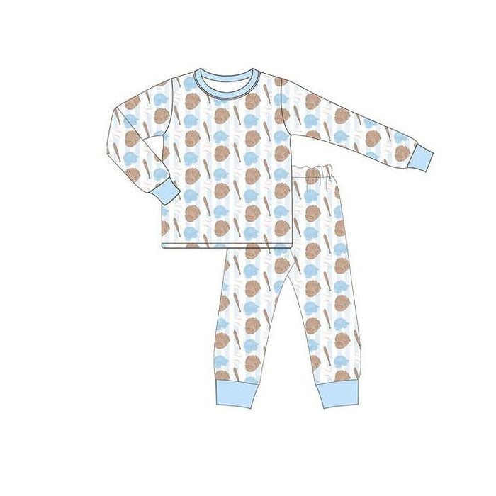 preorder BLP1340 blue baseball long sleeve pants boys pajamas
