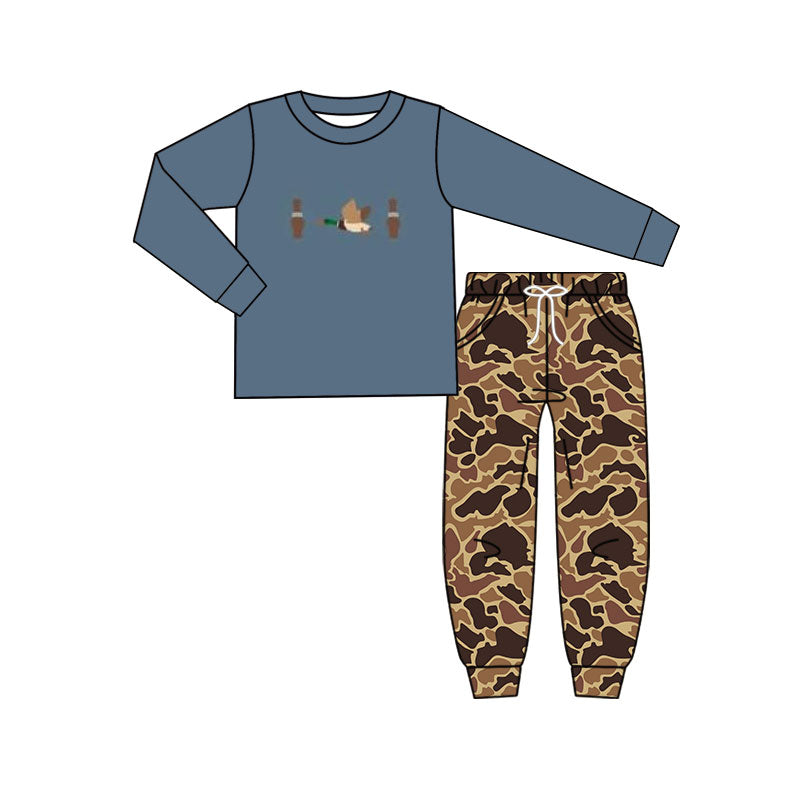 preorder BLP1353 hunting duck call long sleeve camo pants boys set