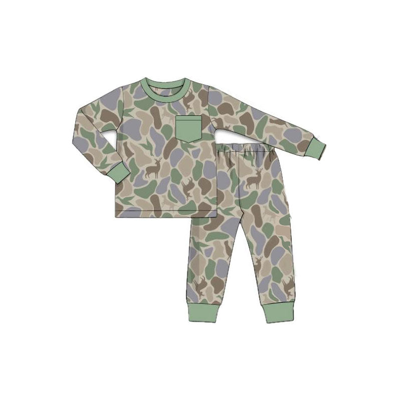 preorder BLP1382 Hunting Camo Long Sleeve Pants Boys Pajamas