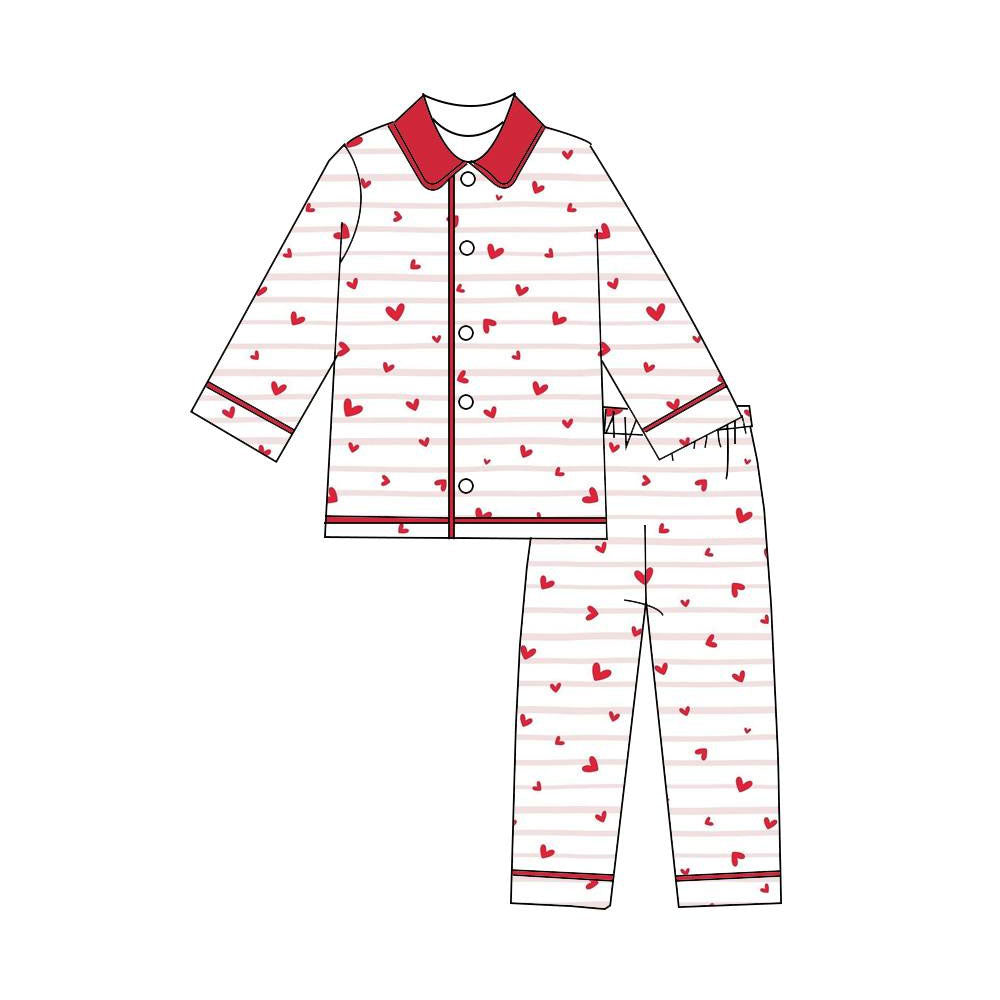 preorder BLP1387 Valentine's Day Heart Red Long Sleeve Pants Boys Pajamas