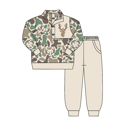 preorder BLP1421 Hunting Camo Deer Long Sleeve Pants Boys Set