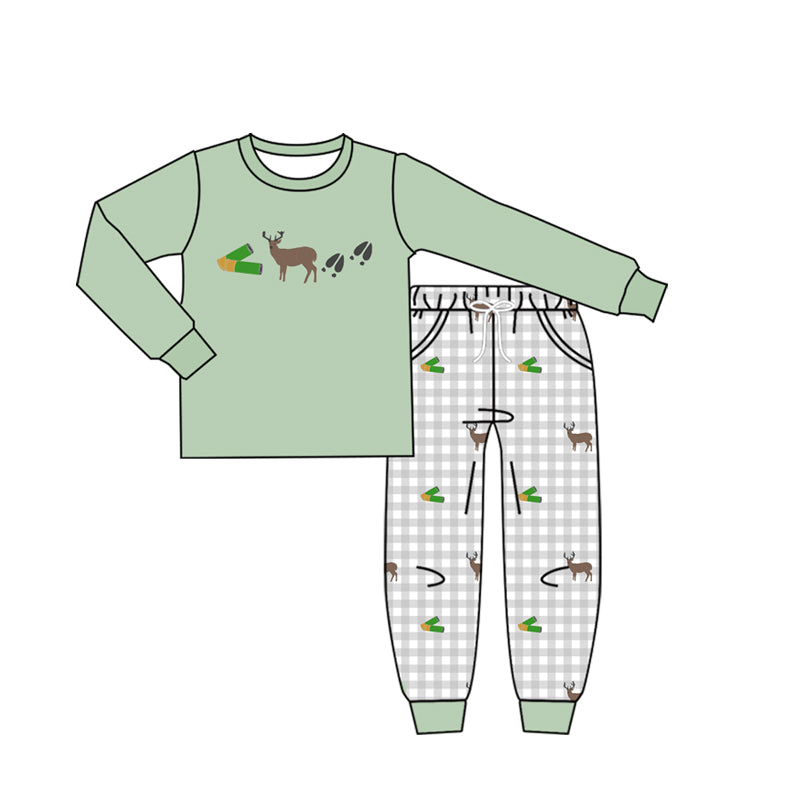 preorder BLP1427 Hunting Deer Long Sleeve Pants Boys Set