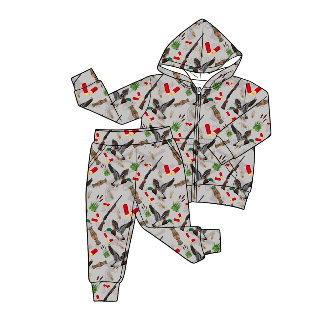 preorder BLP1436 Hunting Mallard Duck Zipper Hoodie Long Sleeve Pants Boys Set