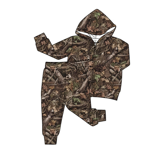 preorder BLP1437 Hunting Mallard Duck Zipper Hoodie Long Sleeve Pants Boys Set