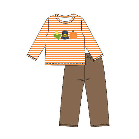 preorder BLP1441 Halloween Pumpkin Corn Long Sleeve Pants Boys Set
