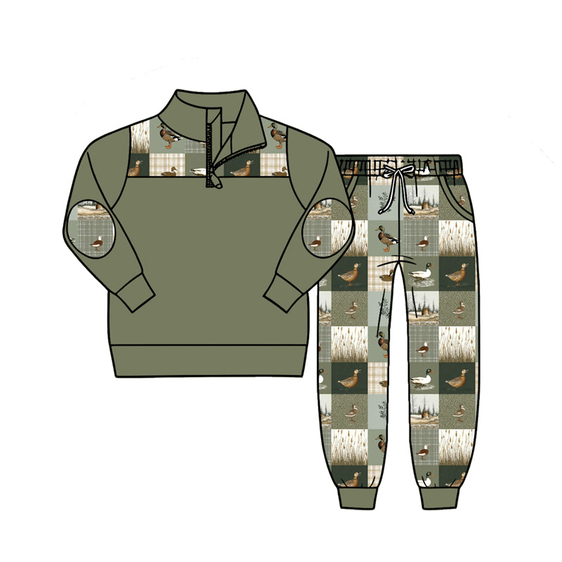 preorder BLP1450 Hunting Mallard Zipper Long Sleeve Pants Boys Set
