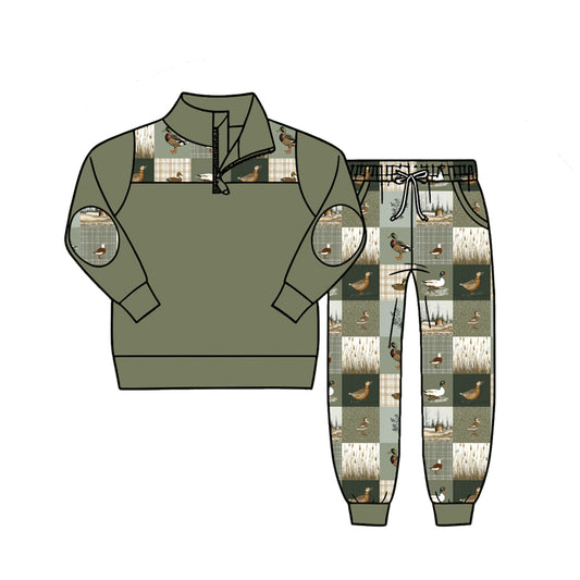 preorder BLP1450 Hunting Mallard Zipper Long Sleeve Pants Boys Set