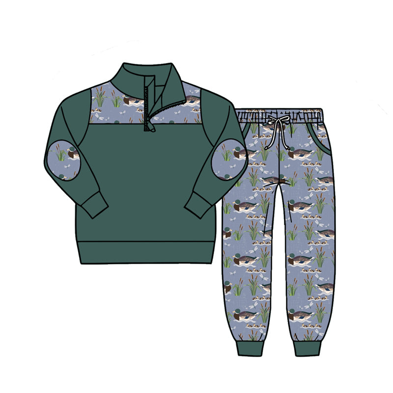 preorder BLP1452 Hunting Mallard Zipper Long Sleeve Pants Boys Set