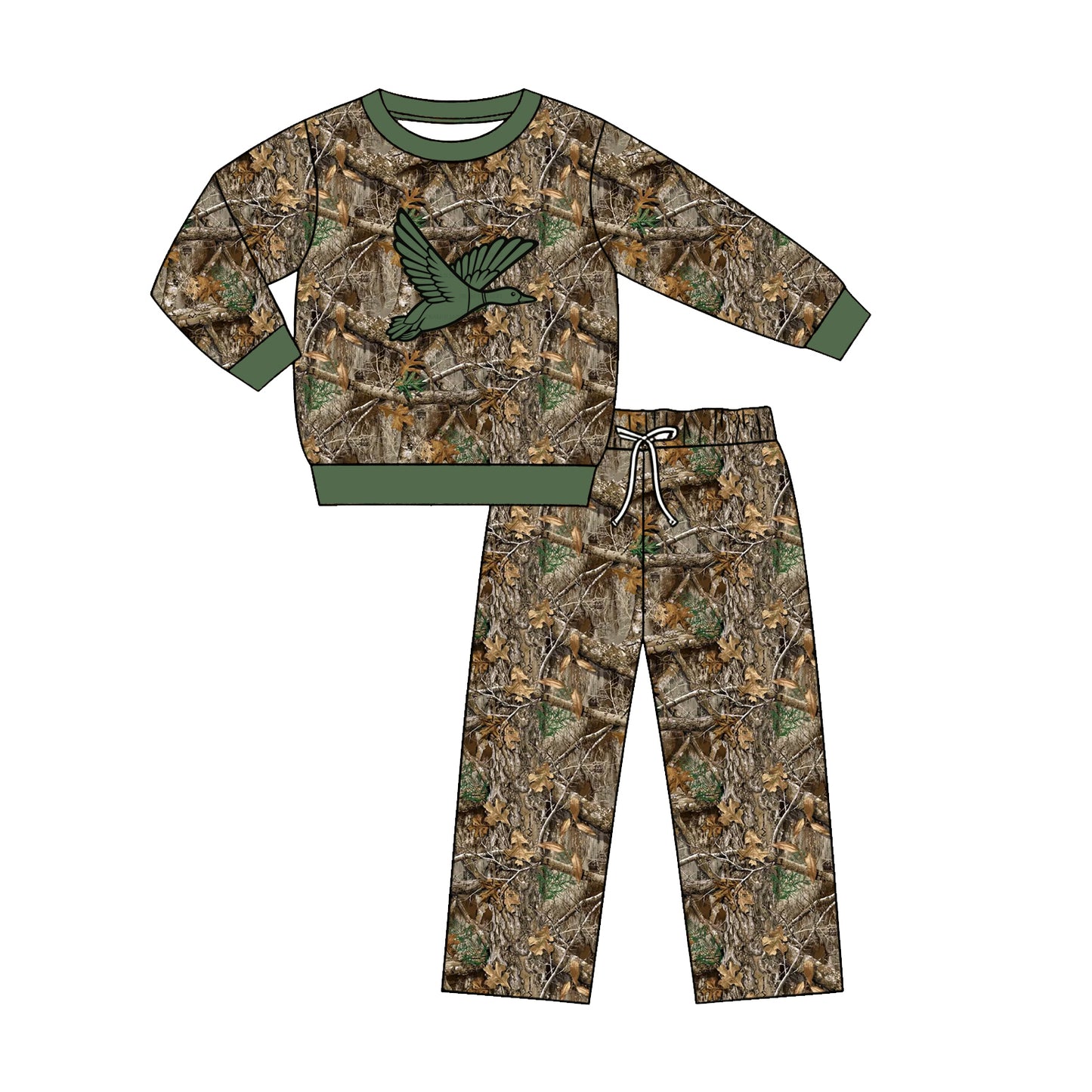 preorder BLP1456 Hunting Mallard Long Sleeve Pants Boys Set