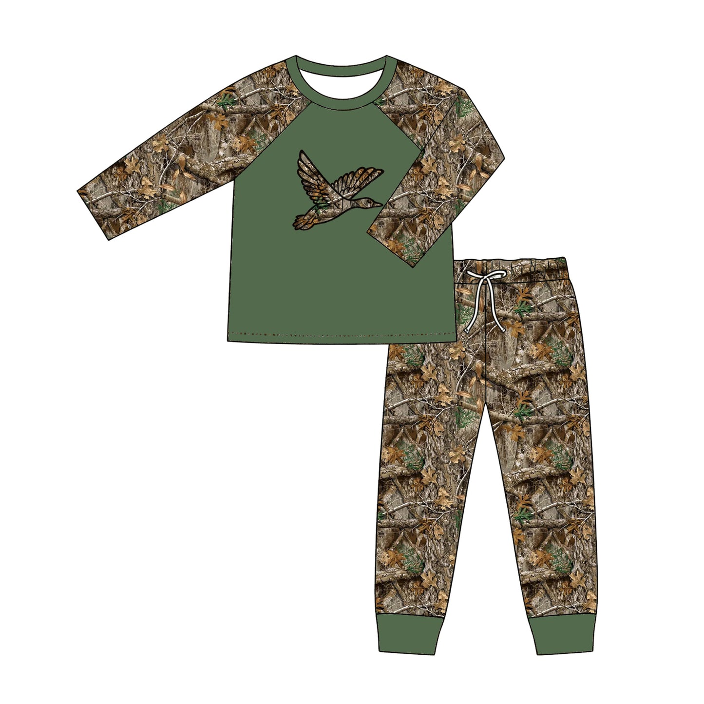 preorder BLP1457 Hunting Mallard Long Sleeve Pants Boys Set