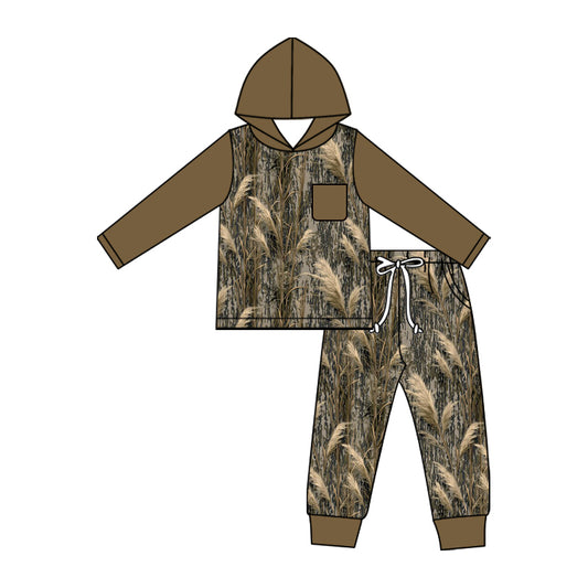preorder BLP1462 Hunting Camo Hoodie Long Sleeve Pants Boys Set