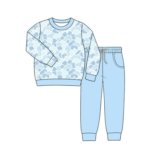 preorder BLP1465 Blue Camo Long Sleeve Pants Boys Set