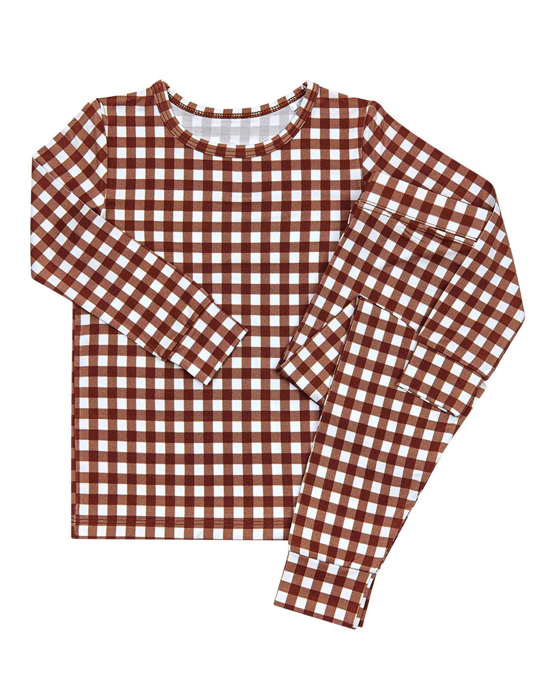 preorder BLP1478 Brown Checkered Long Sleeve Pants Boys Set