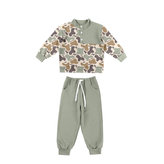 preorder BLP1484 Hunting Camo Long Sleeve Pants Boys Set