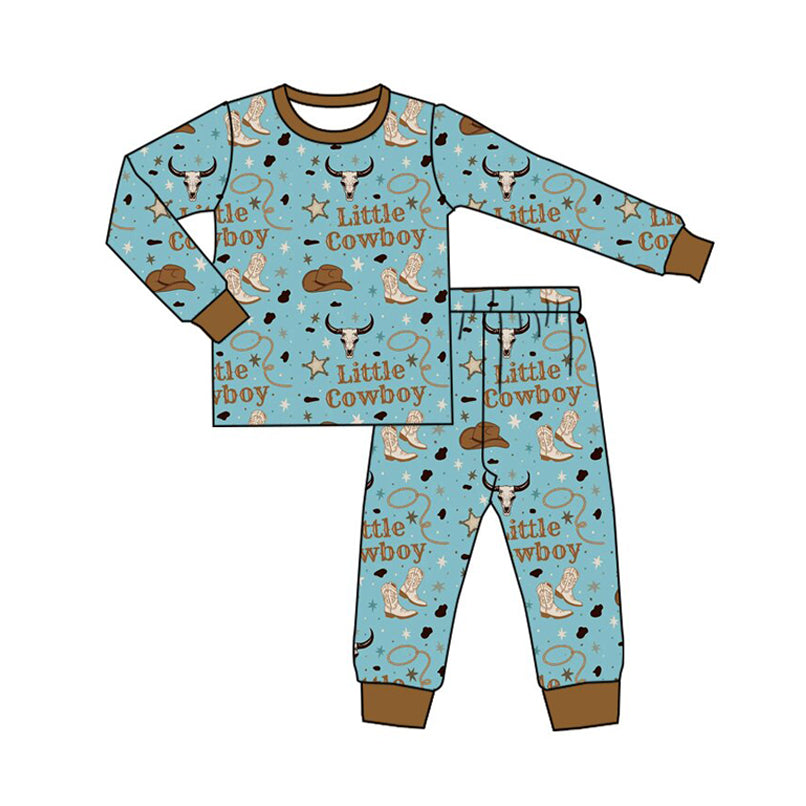 preorder BLP1485 Little Cowboy Blue Long Sleeve Pants Boys Pajamas