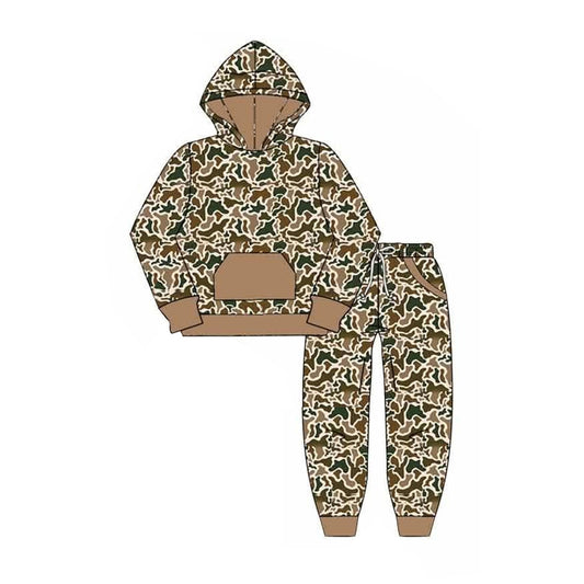 preorder BLP1509 Hunting Camo Pocket Hoodie Long Sleeve Pants Boys Set