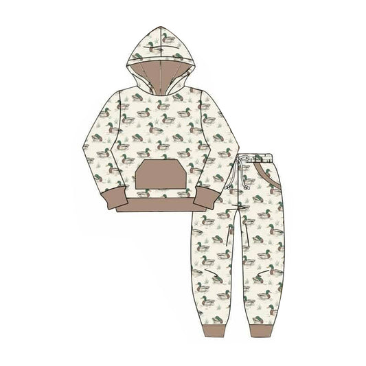 preorder BLP1510 Hunting Mallard Pocket Hoodie Long Sleeve Pants Boys Set