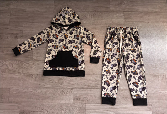 preorder Samples BLP1511 Hunting Car Pocket Hoodie Long Sleeve Pants Boys Set