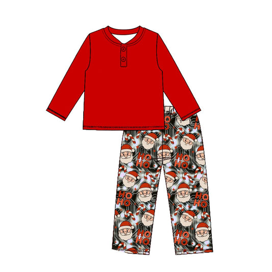 preorder BLP1513 Christmas Santa Red Long Sleeve Pants Boys Set