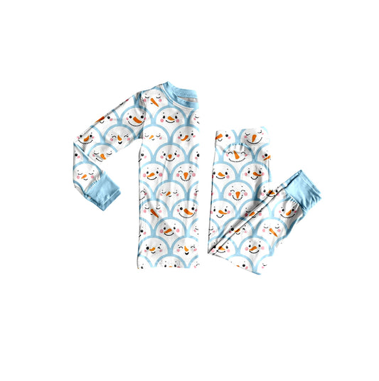 preorder BLP1514 Christmas Santa Blue Long Sleeve Pants Boys Pajamas