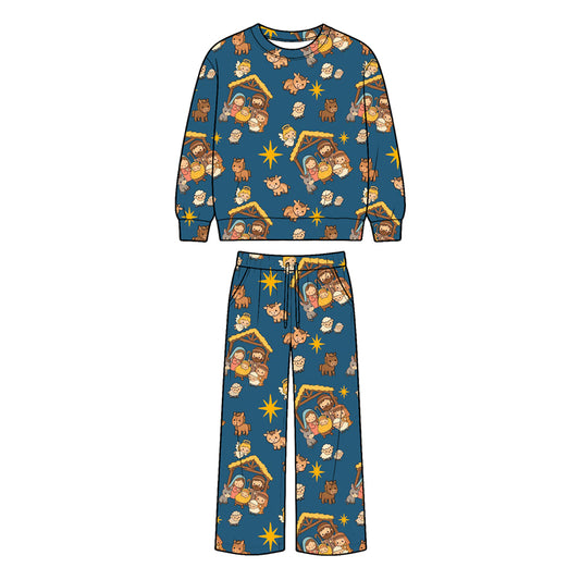 preorder BLP1518 The Nativity Story Navy Blue Long Sleeve Pants Boys Set