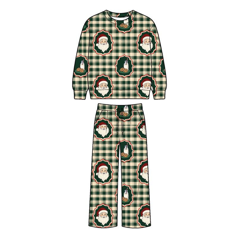 preorder BLP1521 Christmas Santa Checkered Long Sleeve Pants Boys Set