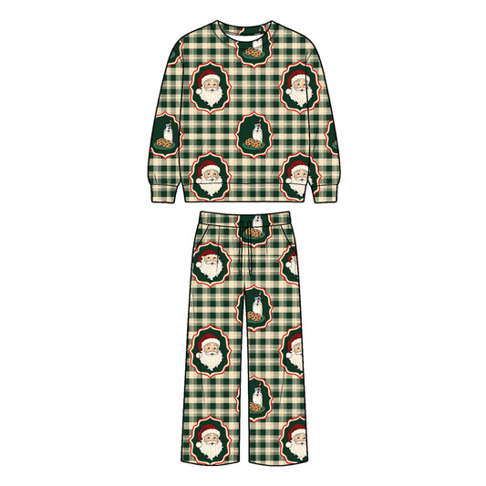preorder BLP1521 Christmas Santa Checkered Long Sleeve Pants Boys Set